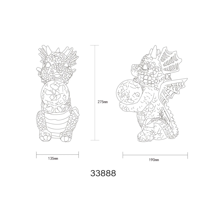 Globo - LED соларна декорация LED/0,02W/3V IP44 дракон 300 mAh
