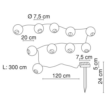 Globo - LED Соларна верига 10xLED/0,06W/1,2V IP44