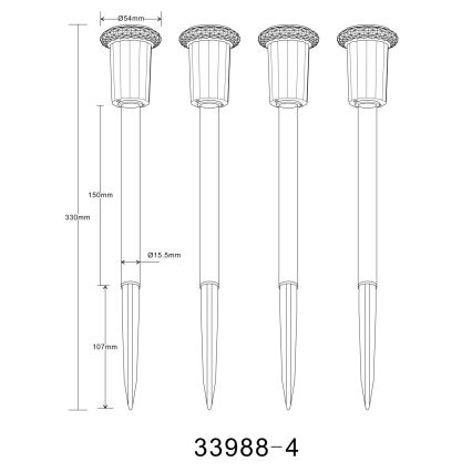 Globo - К-кт 4x LED Соларна лампа LED/0,06W/1,2V IP44 100 mAh