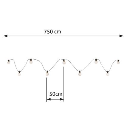 Globo - LED Външна декоративна верига 10xLED/0,27W/230V 7,5 м IP44 черна