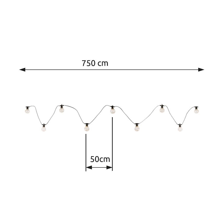 Globo - LED Външна декоративна верига 10xLED/0,27W/230V 7,5 м IP44 черна