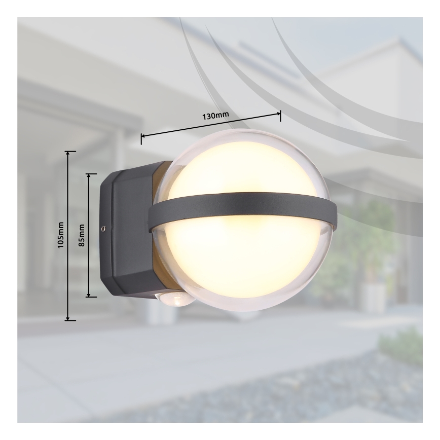 Globo - LED Екстериорен аплик LED/12W/230V IP54 черен