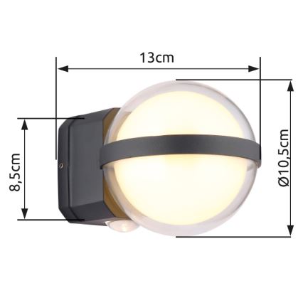 Globo - LED Екстериорен аплик LED/12W/230V IP54 черен