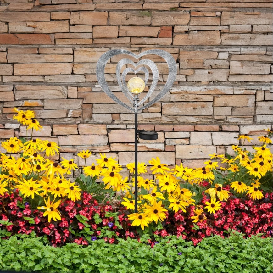 Globo - LED соларно осветително тяло LED/3V IP44 300 mAh сребърно сърце