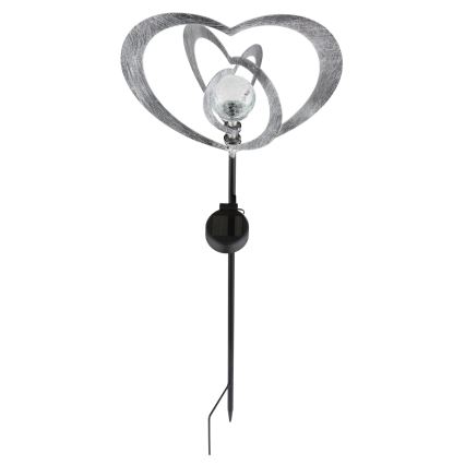 Globo - LED соларно осветително тяло LED/3V IP44 300 mAh сребърно сърце