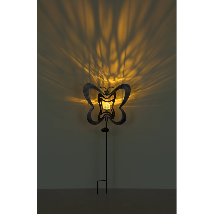 Globo - LED соларно осветително тяло LED/3V IP44 300 mAh сребърна пеперуда