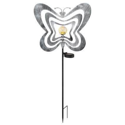 Globo - LED соларно осветително тяло LED/3V IP44 300 mAh сребърна пеперуда