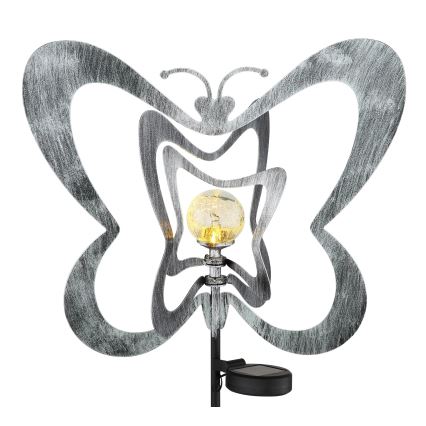 Globo - LED соларно осветително тяло LED/3V IP44 300 mAh сребърна пеперуда