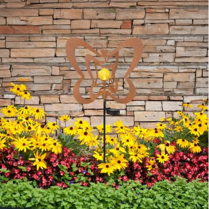 Globo - LED соларно осветително тяло LED/3V IP44 300 mAh ръждясала пеперуда