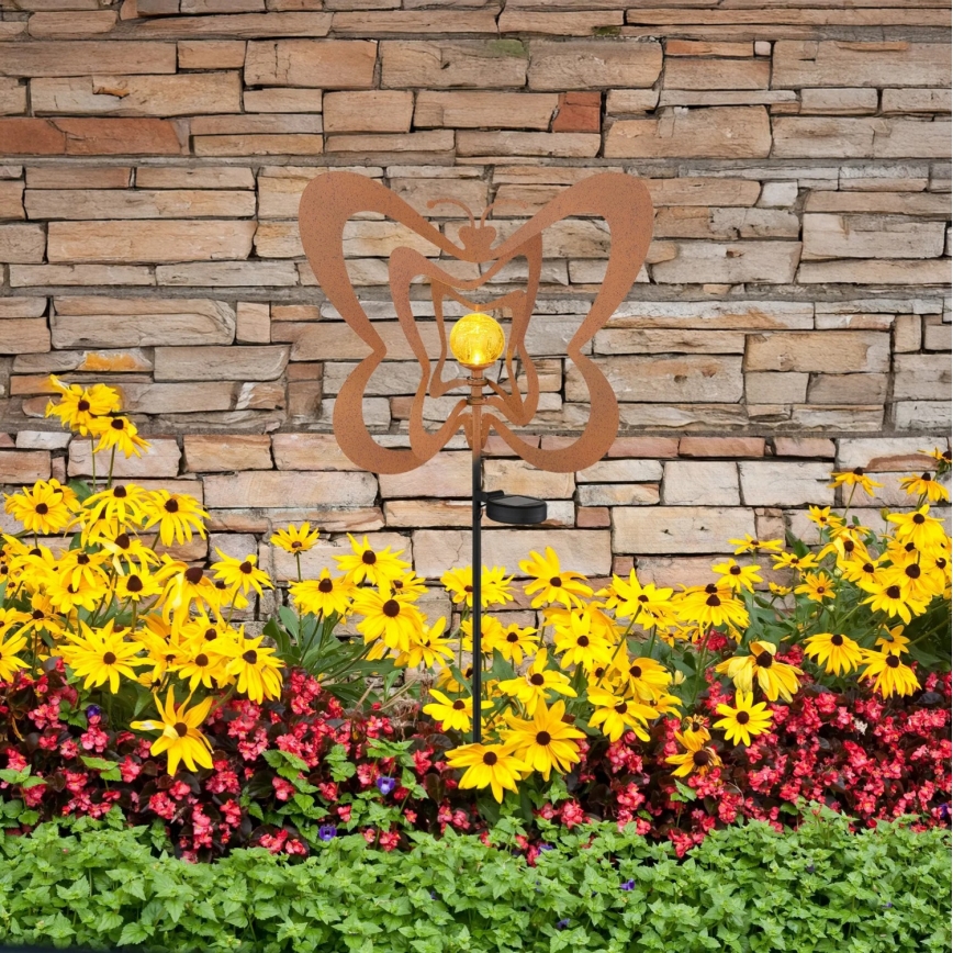 Globo - LED соларно осветително тяло LED/3V IP44 300 mAh ръждясала пеперуда