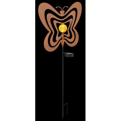 Globo - LED соларно осветително тяло LED/3V IP44 300 mAh ръждясала пеперуда