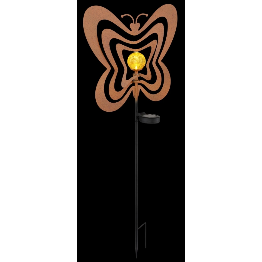 Globo - LED соларно осветително тяло LED/3V IP44 300 mAh ръждясала пеперуда