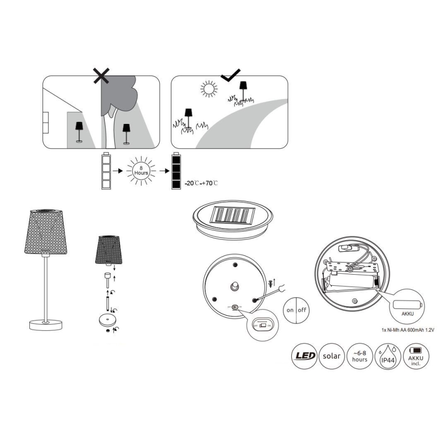 Globo - LED Соларна лампа LED/0,06W/3V IP44