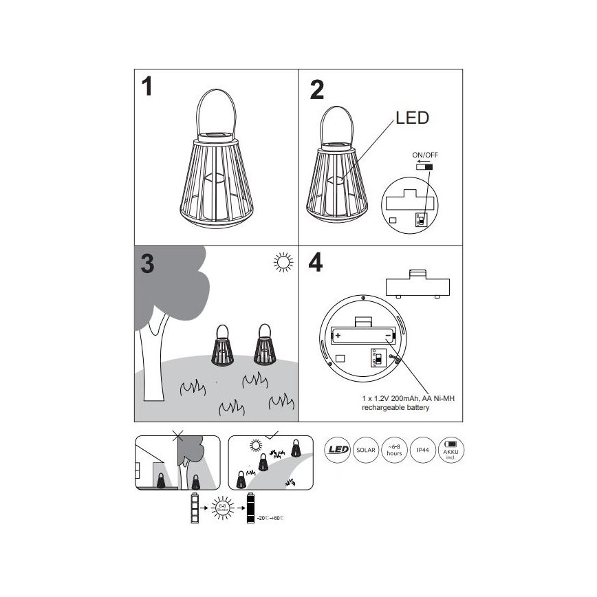 Globo - LED Соларна лампа LED/0,06W/3V 3200K IP44