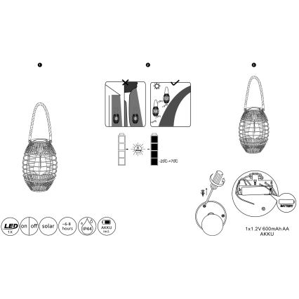 Globo - LED Соларна лампа LED/2W/3V IP44