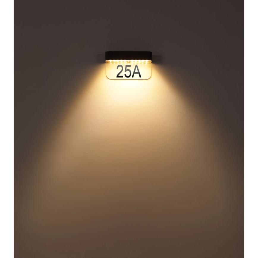 Globo - LED соларен номер за къща LED/6W/3,7V IP54 1800 mAh