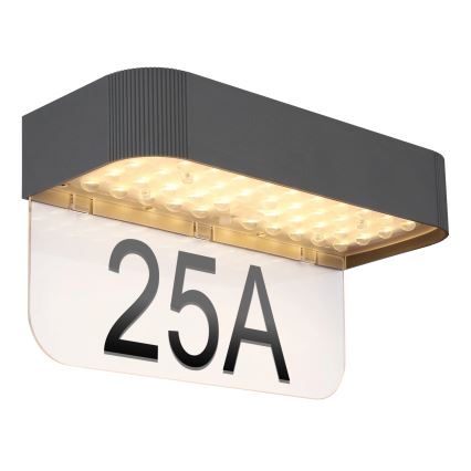 Globo - LED соларен номер за къща LED/6W/3,7V IP54 1800 mAh