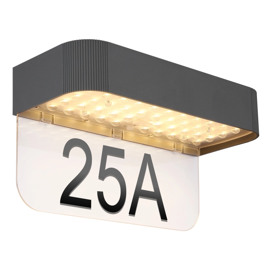 Globo - LED соларен номер за къща LED/6W/3,7V IP54 1800 mAh