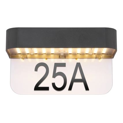 Globo - LED соларен номер за къща LED/6W/3,7V IP54 1800 mAh