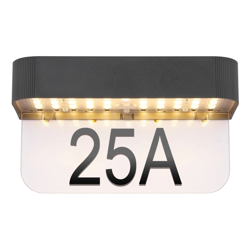 Globo - LED соларен номер за къща LED/6W/3,7V IP54 1800 mAh