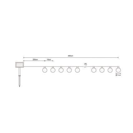 Globo - LED Соларна верига 20xLED/0,06W/3,2V 285 см IP44