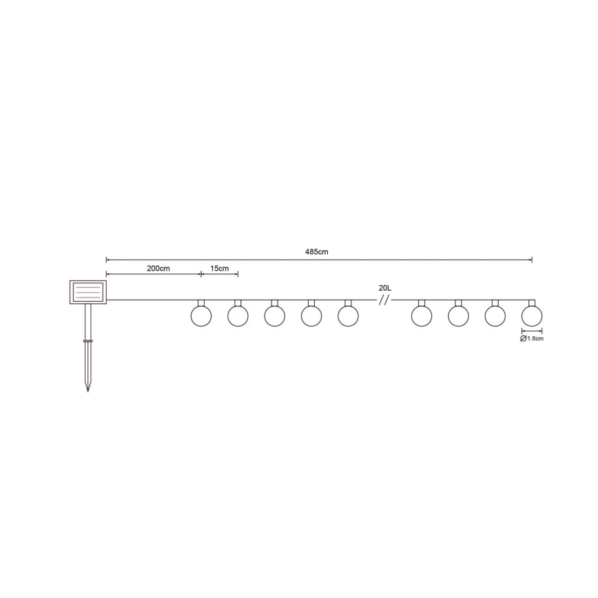 Globo - LED Соларна верига 20xLED/0,06W/3,2V 285 см IP44