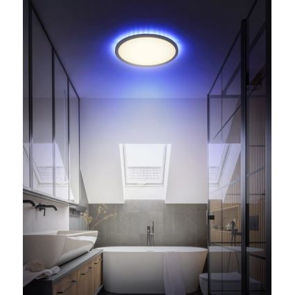 Globo - LED RGB Димируем плафон за баня LED/18W/230V 3000-6000K + дистанционно управление IP44 черен