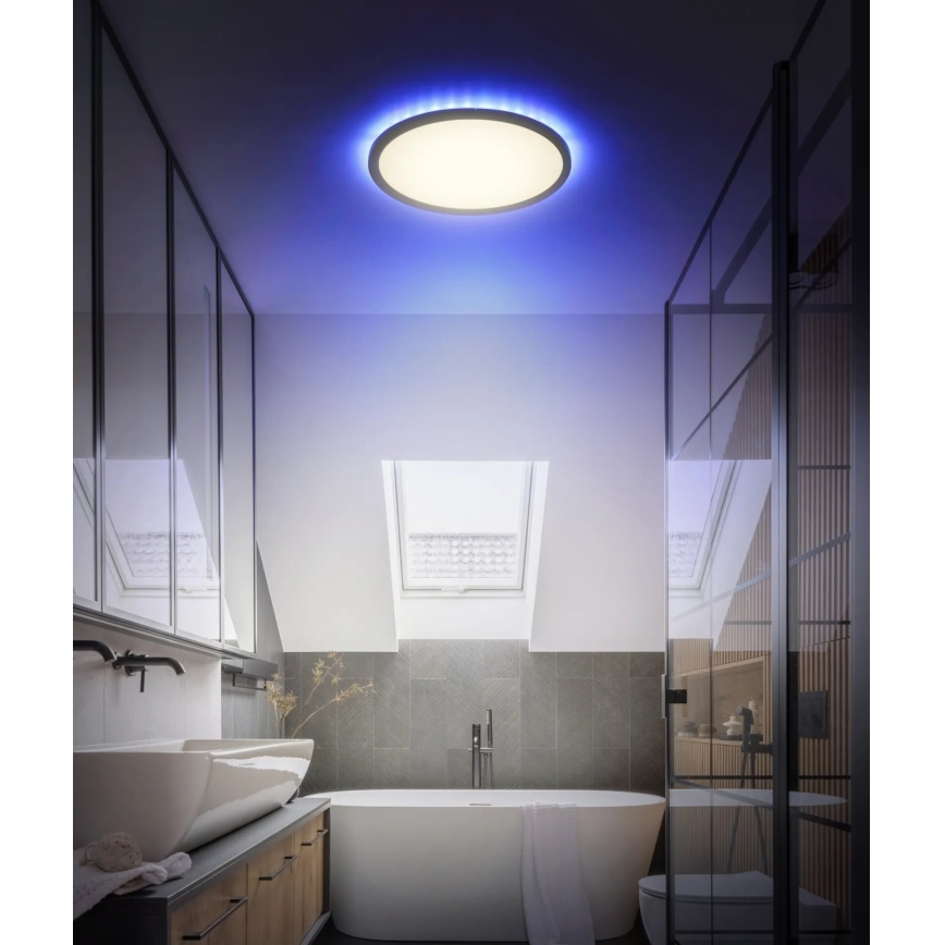 Globo - LED RGB Димируем плафон за баня LED/18W/230V 3000-6000K + дистанционно управление IP44 черен