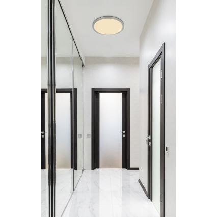 Globo - LED Димируем плафон за баня LED/24W/230V Ø 42 см IP44 матов хром