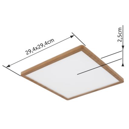 Globo - LED Димируем плафон за баня LED/18W/230V 29,4x29,4 см IP44 кафяв