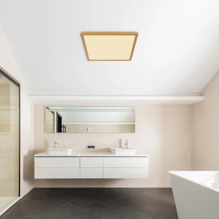 Globo - LED Димируем плафон за баня LED/24W/230V 3000K IP44 42x42 см месинг