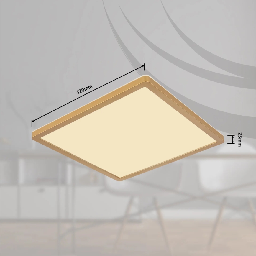 Globo - LED Димируем плафон за баня LED/24W/230V 3000K IP44 42x42 см месинг