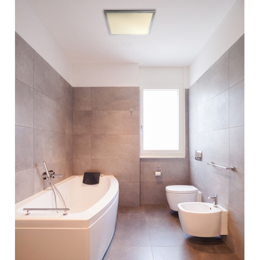 Globo - LED Димируем плафон за баня LED/24W/230V 42x42 см IP44 матов хром