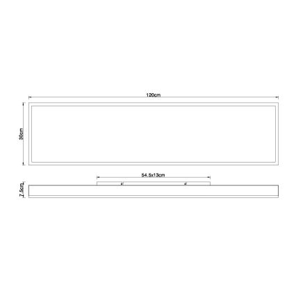 Globo - LED Димируемо таванно осветително тяло LED/36W/230V 2700-6500K 30x120 cm + дистанционно управление