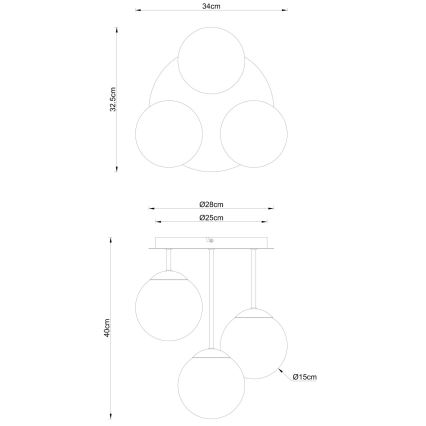 Globo - Накладен полилей 3xE14/25W/230V черен