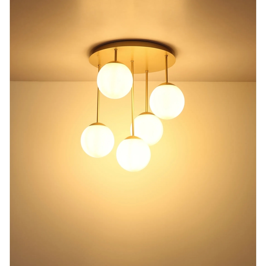 Globo - Прикрепен полилей 5xE14/25W/230V, месинг