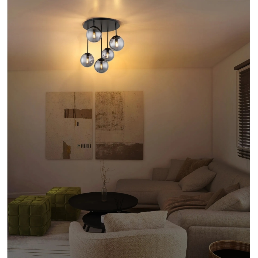 Globo - Полилей за таванен монтаж 5xE14/25W/230V, черен