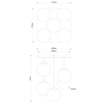 Globo - Полилей за таванен монтаж 5xE14/25W/230V, черен