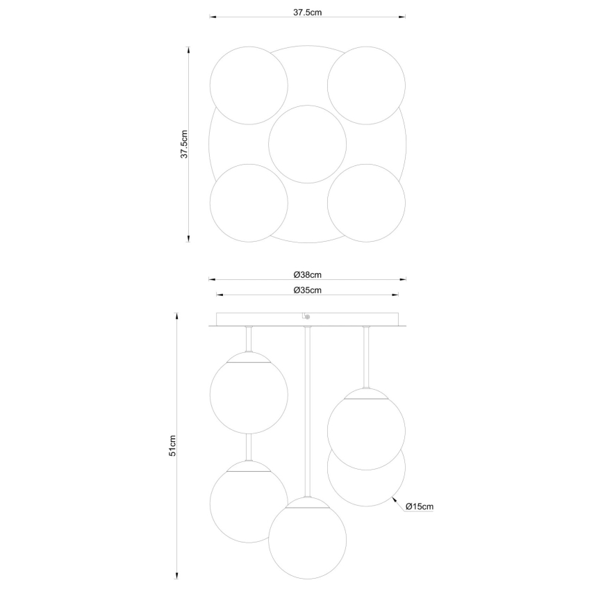 Globo - Полилей за таванен монтаж 5xE14/25W/230V, черен