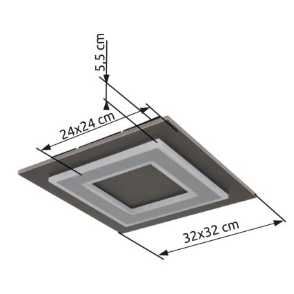 Globo - LED Плафониера LED/24W/230V 3000K 32x32 см антрацит