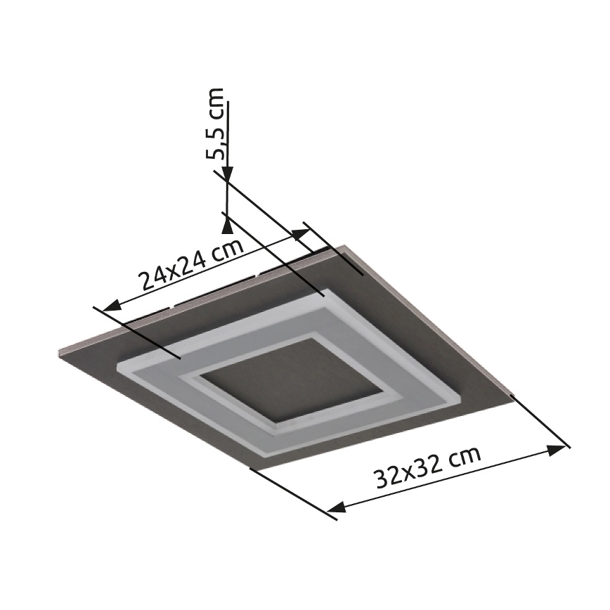Globo - LED Плафониера LED/24W/230V 3000K 32x32 см антрацит