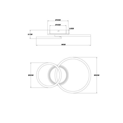 Globo - LED таванно осветително тяло LED/30W/230V 2700/4500/6500K Ø 33x50 см черно