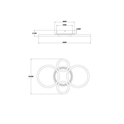 Globo - LED таванно осветително тяло LED/40W/230V 2700/4500/6500K Ø 35,5x53 см черно