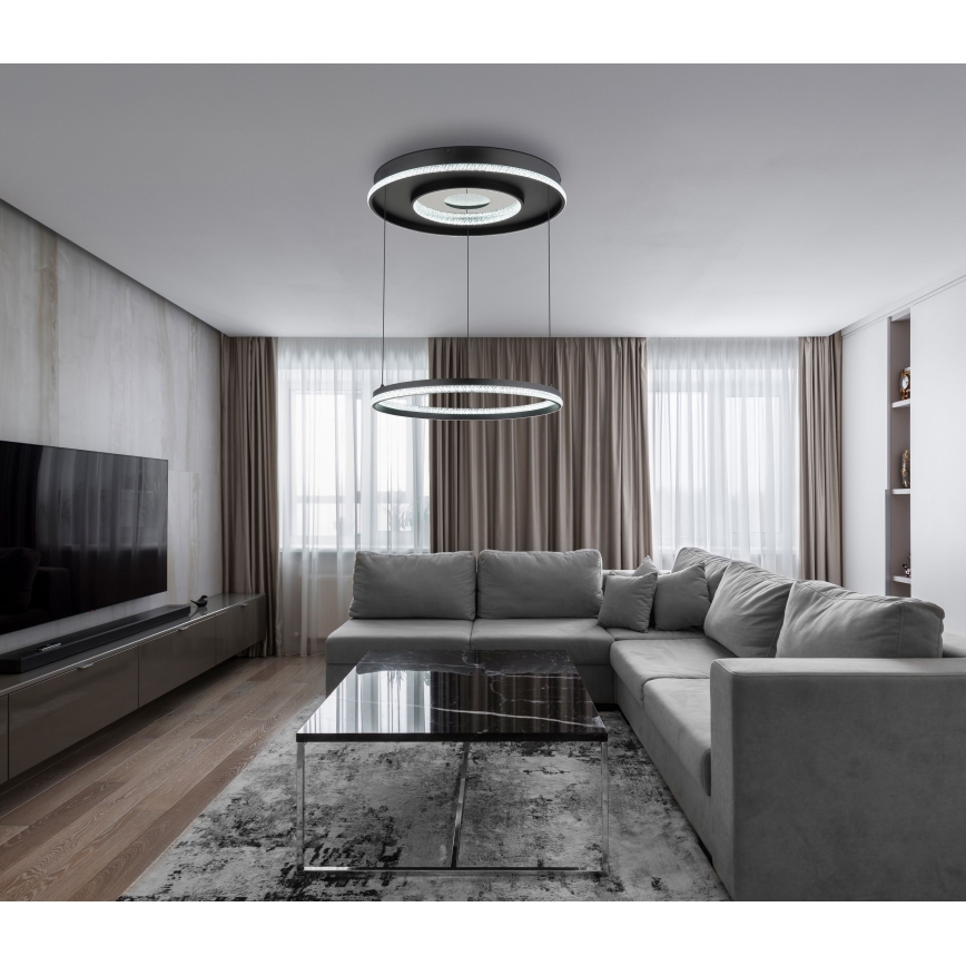 Globo - LED регулируема полилей на кабел LED/54W/230V 2700-6500K Ø 60 см черен + дистанционно управление