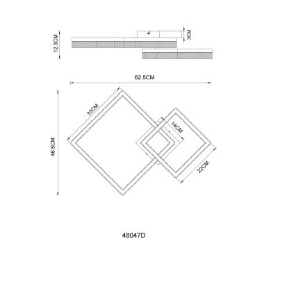 Globo - LED таванно осветително тяло LED/24W/230V 3000K 46,5x62,5 cm