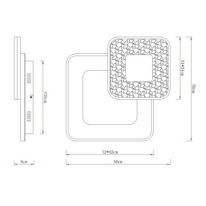 Globo - Димируемо таванно LED осветително тяло LED/48W/230V 2700-6000K 50x50 cm + дистанционно управление