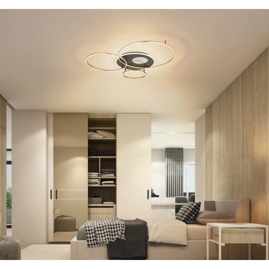 Globo - LED димируемо таванно осветително тяло LED/54W/230V 2700-6500K 90x70 cm антрацит/злато + дистанционно управление