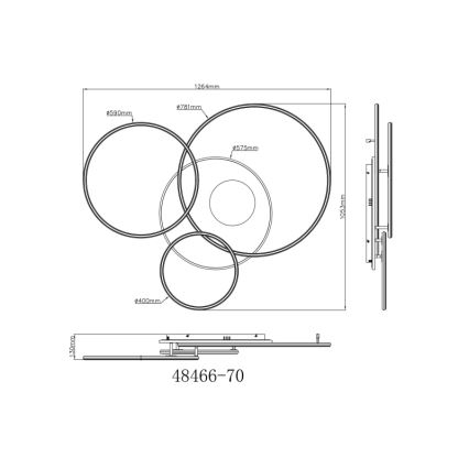 Globo - LED Димируем плафон LED/70W/230V 2700-6500K златист + дистанционно управление