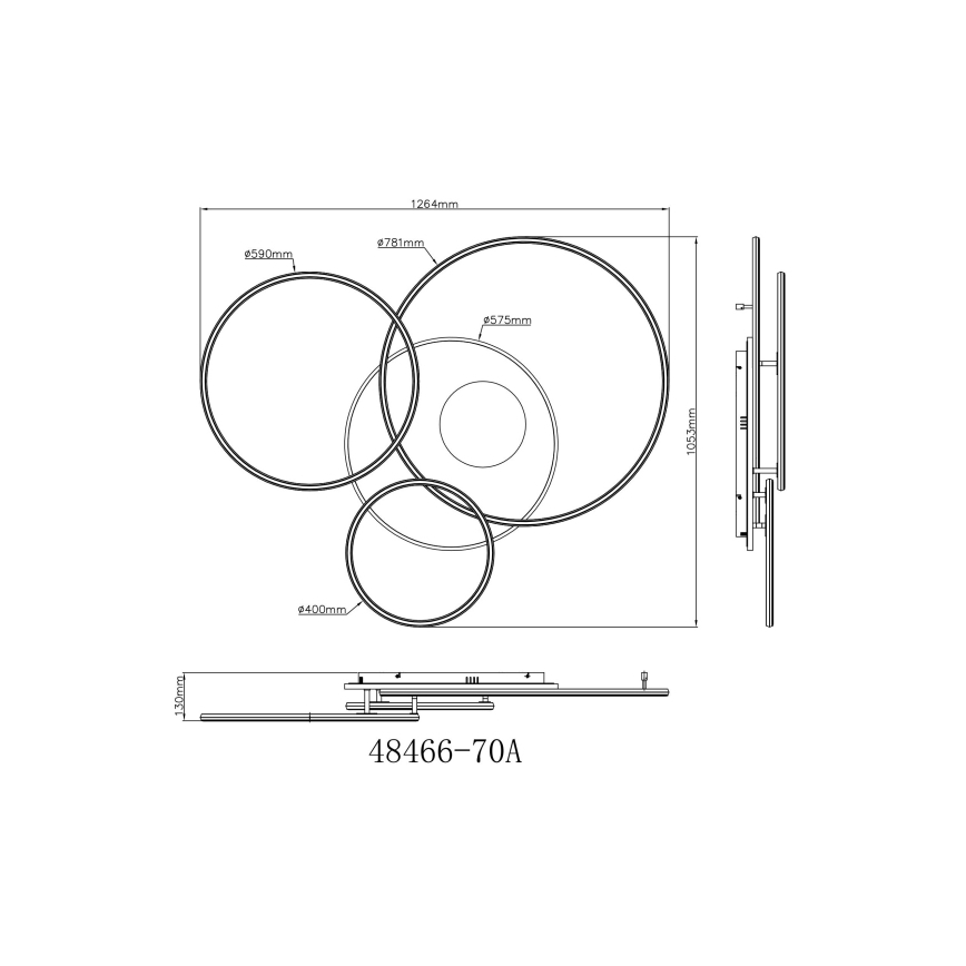 Globo - Димируемо LED таванно осветително тяло LED/70W/230V 2700-6500K матов хром + дистанционно управление