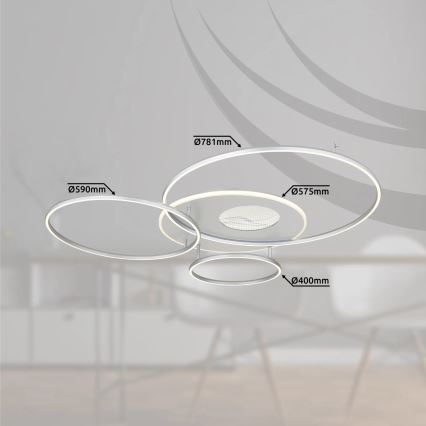 Globo - LED димируемо таванно осветително тяло LED/70W/230V 2700-6500K Wi-Fi Tuya матов хром + дистанционно управление